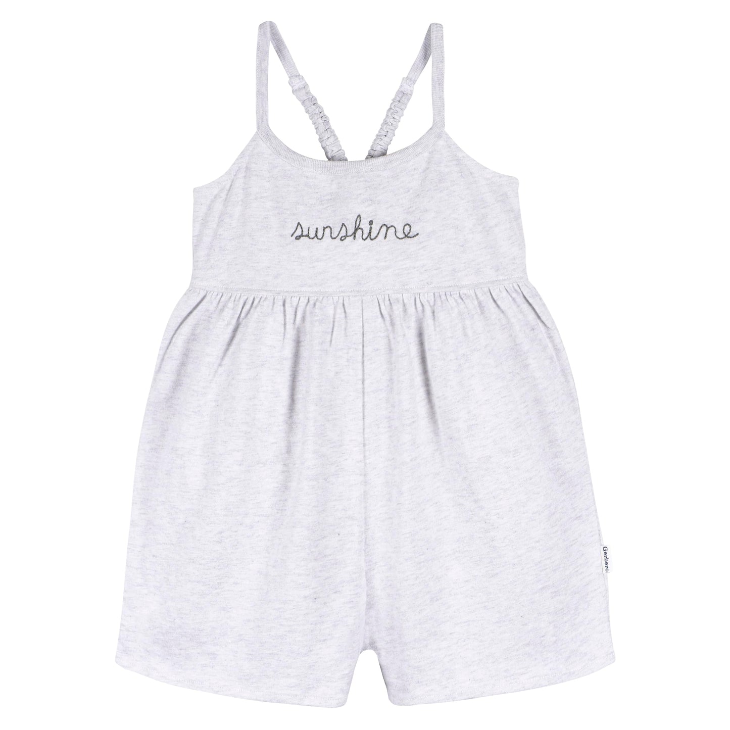 Gerber Baby Girls Toddler 2-Pack Sleeveless Romper Jumpsuit, Light Grey And Sand Dollars, 5T