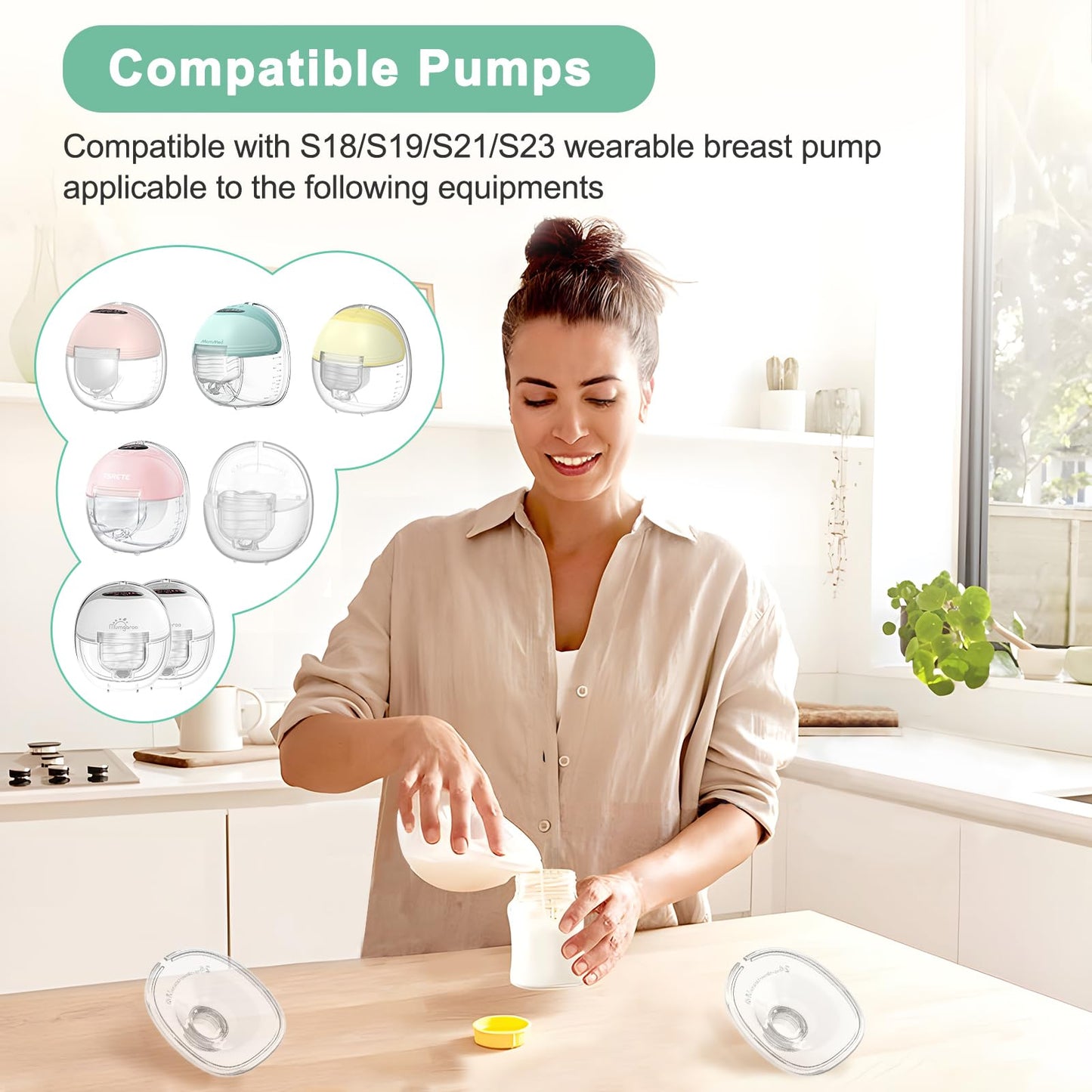 Pdfans Flange 24Mm Parts 2Pcs Silicone Breast Shield Compatible With Mommed/Tsrete S21/S18/S19 Series Wearable Breast Pump Repla