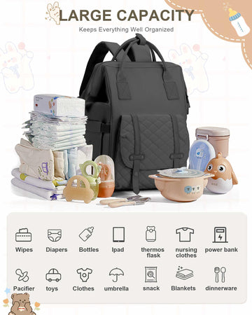Camillemma Diaper Bags Backpack Baby Bag For Mom Dad Baby Girls Boy, Cute Mult Diaper Nappy Bag Travel Back Pack, Water Repellen