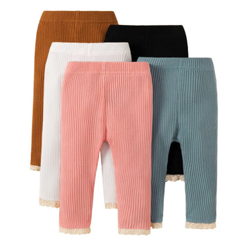 Unikaka Toddler Baby Girl 0-36 Months 5-Pack Pants In Grey White Black Orange And Pink