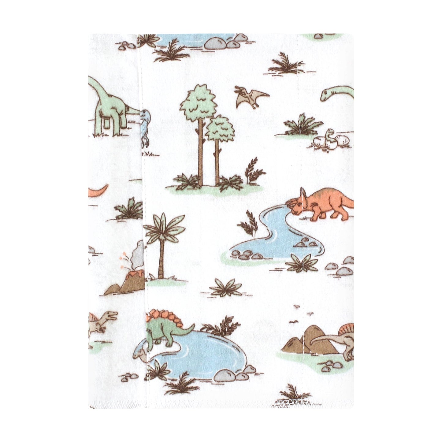 Hudson Baby Unisex Baby Cotton Flannel Burp Cloths, Dinosaur Adventures 4-Pack, One Size