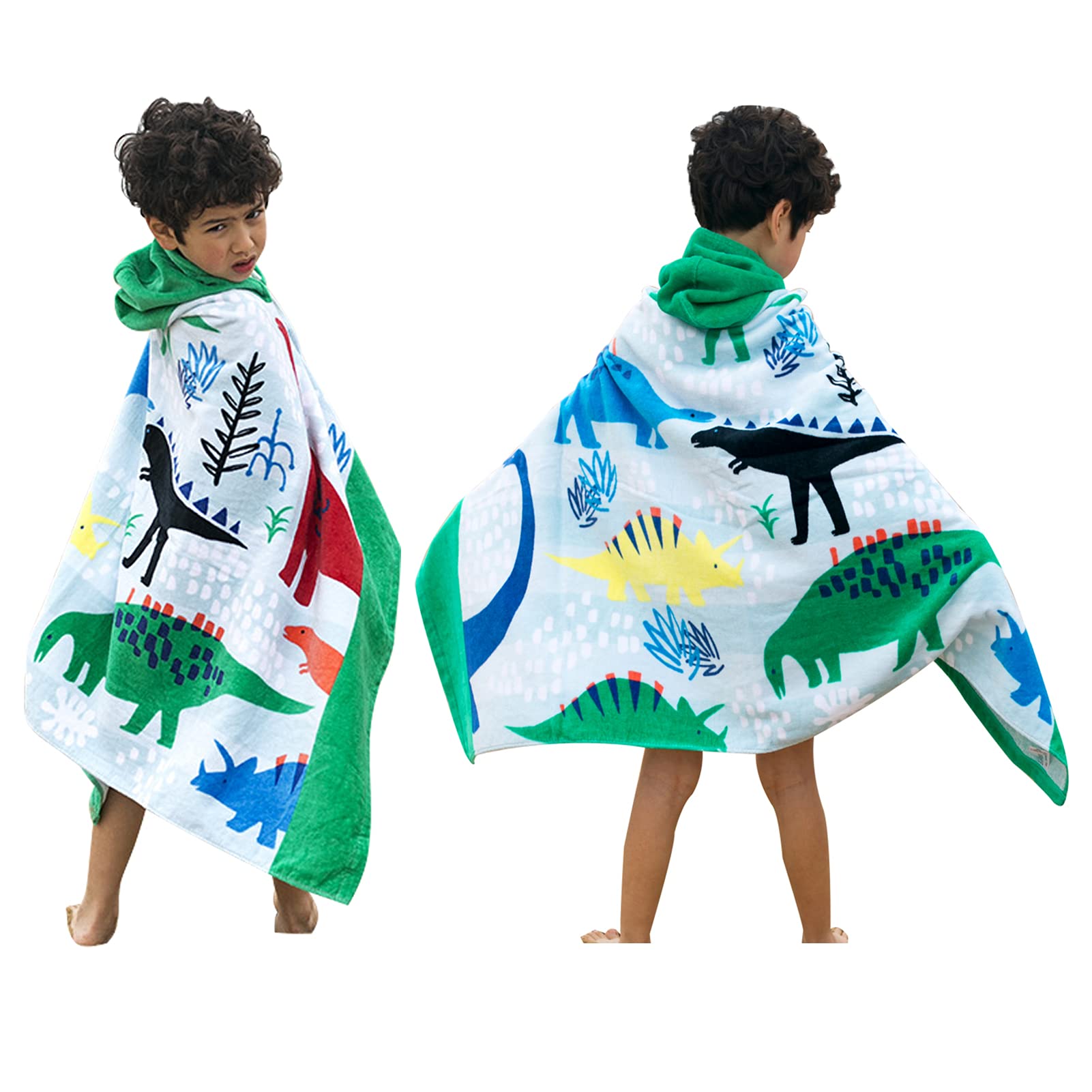 Bangsaur Kids Hooded Bath Beach Towel, 100% Cotton 50'X30' Wrap, Toddlers Girls Boys 3-12 Years Coverup(Dinosaurs)