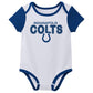 Outerstuff Nfl Newborn Baby And Infant Short Sleeve Bodysuit Variety 3-Pack - Indianapolis Colts, 0-3M