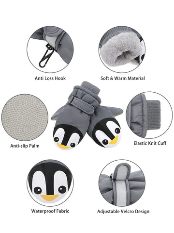 Century Star Winter Lined Fleece Toddler Mittens Waterproof Snow Mittens For Toddler Girls Boys Kids Snow Gloves Ski Alligator N