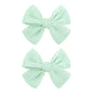 YanJie 2PCS Lace Hair Bow Clips 4 Mint Green Alligator Barrettes Bows with Rhinestone Baby Girl Hair Accessories for Infant Todd