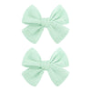 YanJie 2PCS Lace Hair Bow Clips 4 Mint Green Alligator Barrettes Bows with Rhinestone Baby Girl Hair Accessories for Infant Todd
