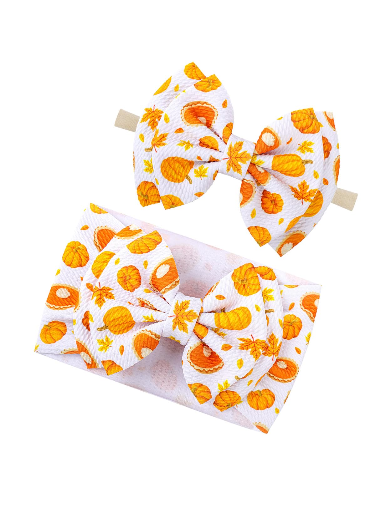 JustMyDress Thanksgiving Turkey Headband Turban Baby Girls Hair Bow Band Accessory JHT01 (2 Pcs-Set E)