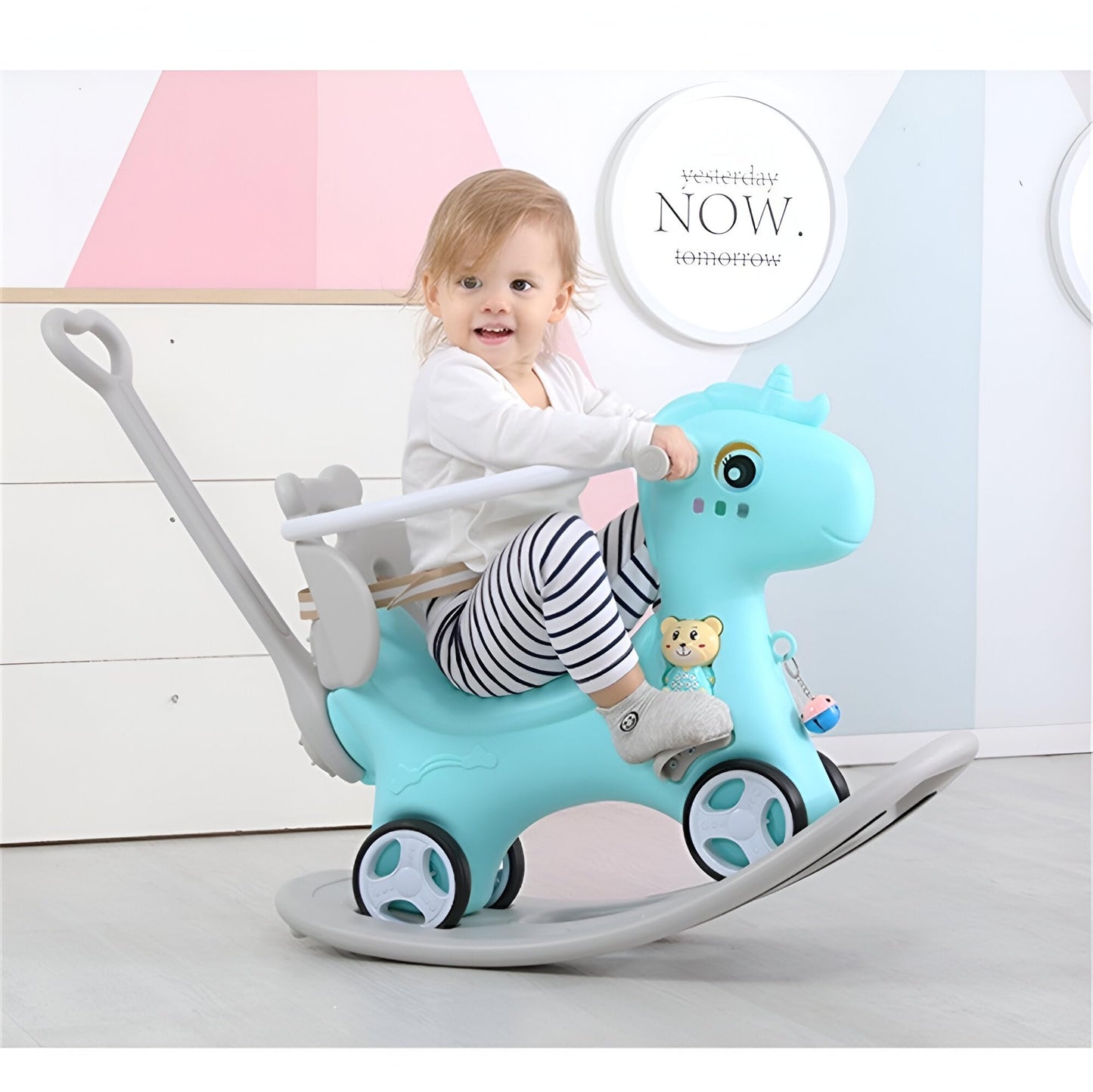 Legendstone Rocking Horse for Toddlers 1-3 Years,4 in 1 Design, Kids Ride on Toy Balance Bike Push Cart with Detachable Balance