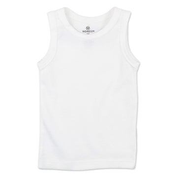 Honestbaby Multipack Sleeveless Muscle T-Shirts 100% Organic Cotton For Infant Baby And Toddler Boys, Girls, 10-Pack Bright Whit