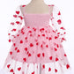 Ibtom Castle Valentines Day Outfit For Baby Girls Mesh Long Sleeve Red Hearts Tulle Tutu Dress Infant First Birthday Flower Girl