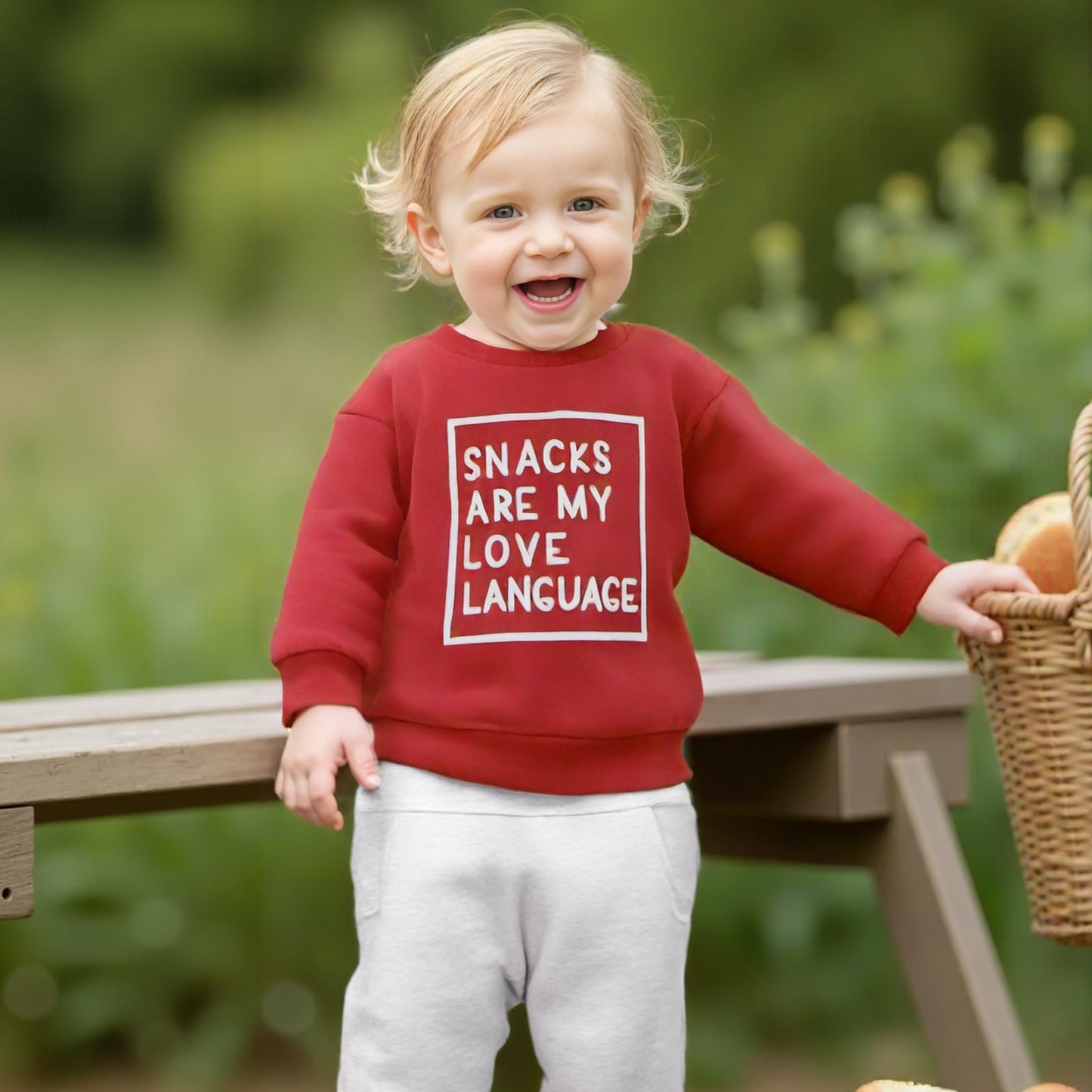 Baorji Baby Boy Fall Clothes Valentines Day Outfits Snacks Are My Love Language Sweatshirt Top Joggers Pants Set 0-2T 3T (Red, 3