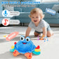 YUANNA Baby Toys 1 Year Old 6-12 Month Tummy Time Toys Crawling Musical Crab Plush Toy Dancing Walking Moving Bouncing Sensory T