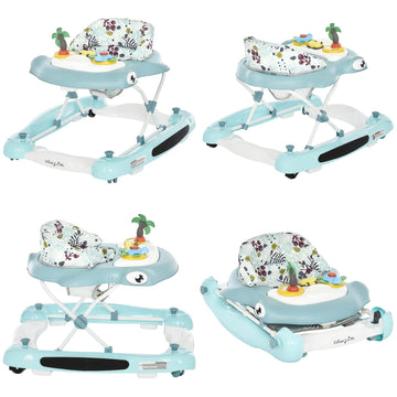 Dream On Me 2-In-1 Aloha Fun Baby Walker In Blue, Easily Convertible Baby Walker, Adjustable Three Position Height Settings, Eas