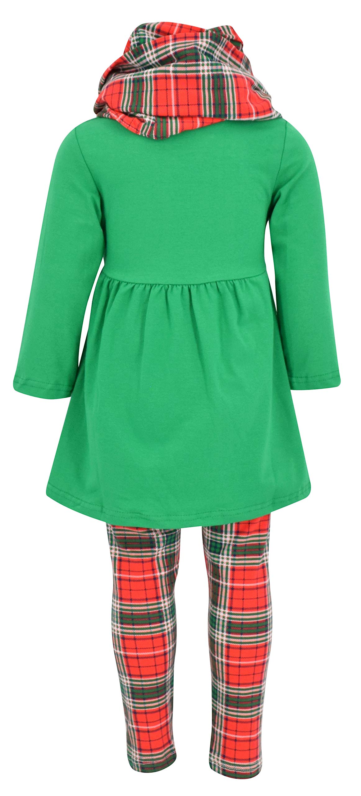 Unique Baby Girls 3 Piece Christmas Reindeer Legging Set Outfit (4 Years, Green)