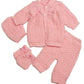 Abelito Baby'S Four Piece Crochet Outfit Set One Size Pink