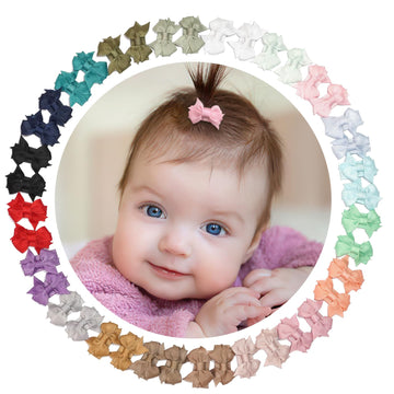 Ded 40Pcs 1.4' Mini Bow Snap Clips, Baby Girls Grosgrain Ribbon Bows Tiny Hair Clips Fine Hair For Girls Infants Toddlers