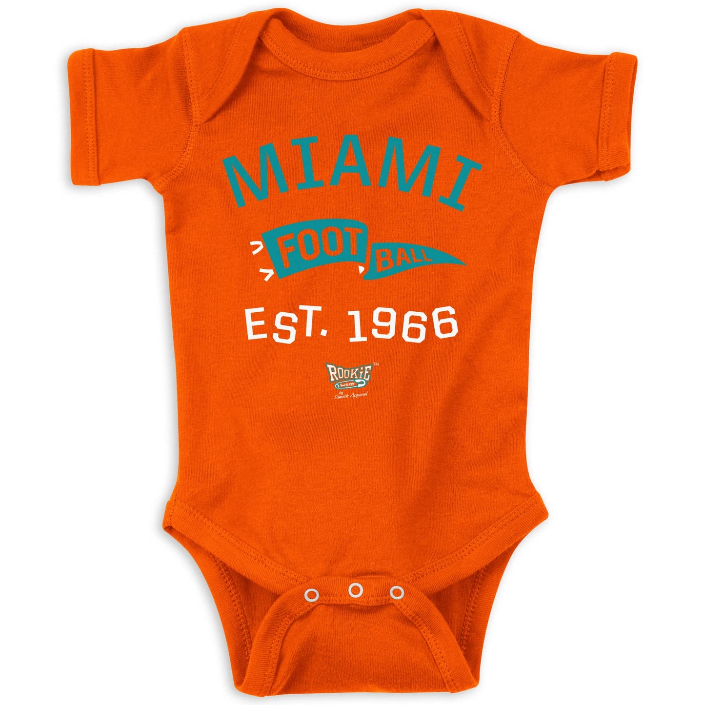 Retro Pennant Baby Apparel For Miami Football Fans (Nb-7T) (Orange Onesie, Newborn)