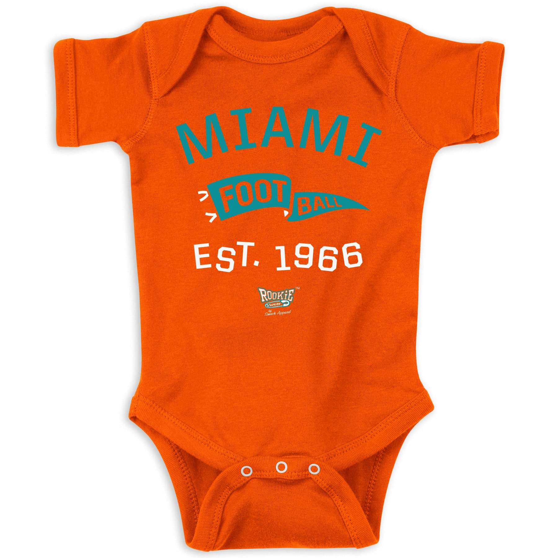 Retro Pennant Baby Apparel For Miami Football Fans (Nb-7T) (Orange Onesie, Newborn)