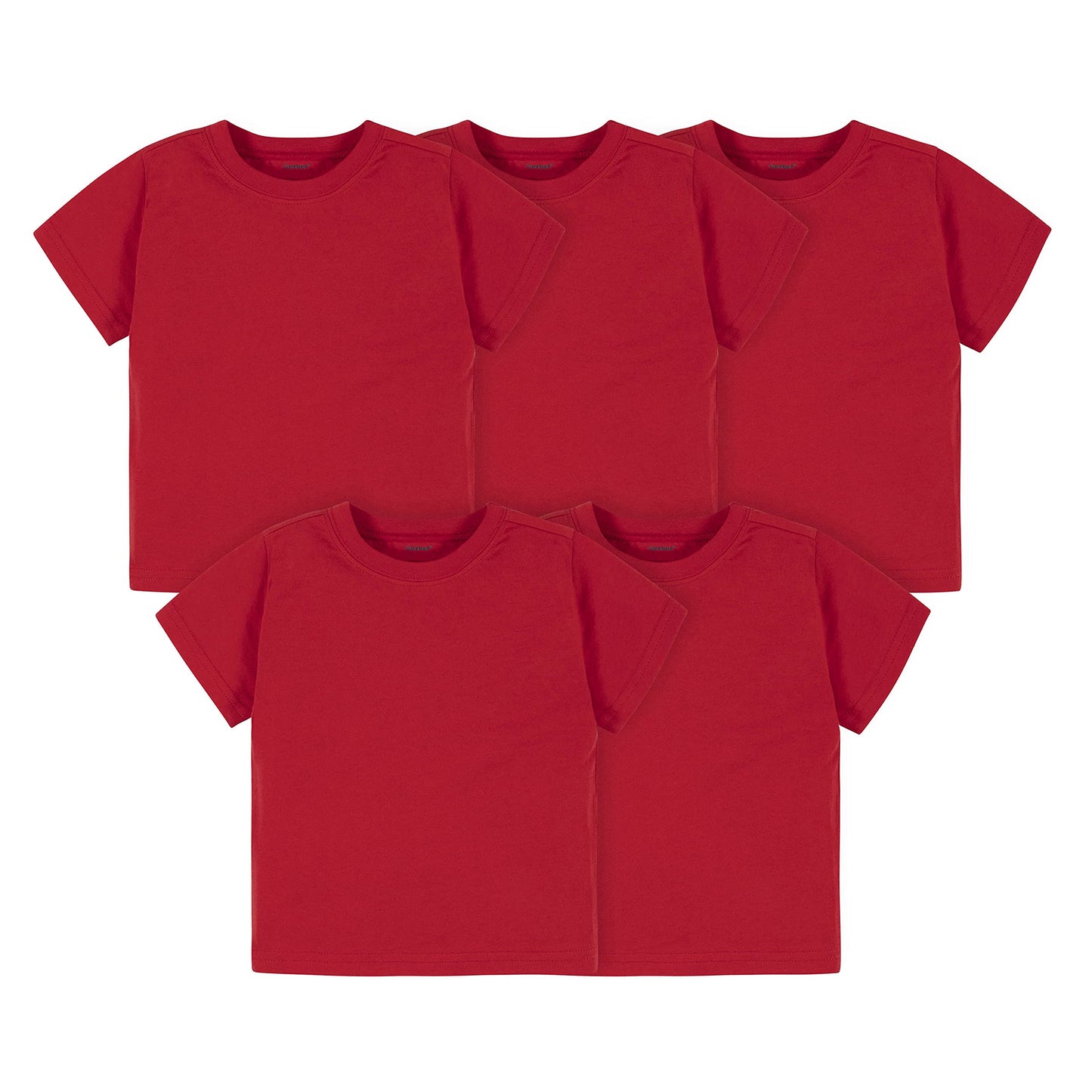 Gerber Baby Toddler 5-Pack Solid Short Sleeve T-Shirts Jersey 160 Gsm, Red, 12 Months