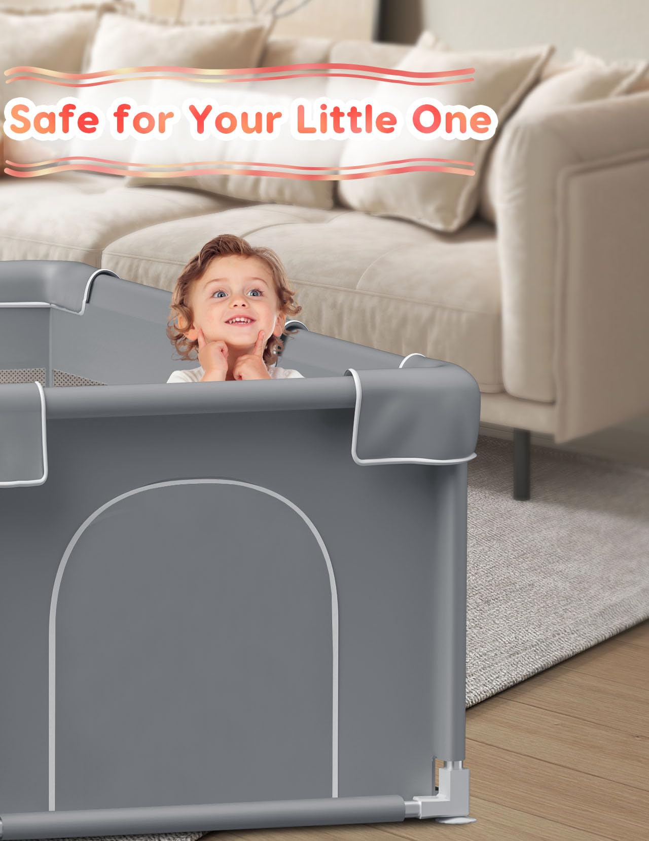 Baby Playpen Baby Play Pen For Babies And Toddlers Safe Anti-Fall Baby Play Yards Indoor & Outdoor Sturdy Safety Baby Activity C