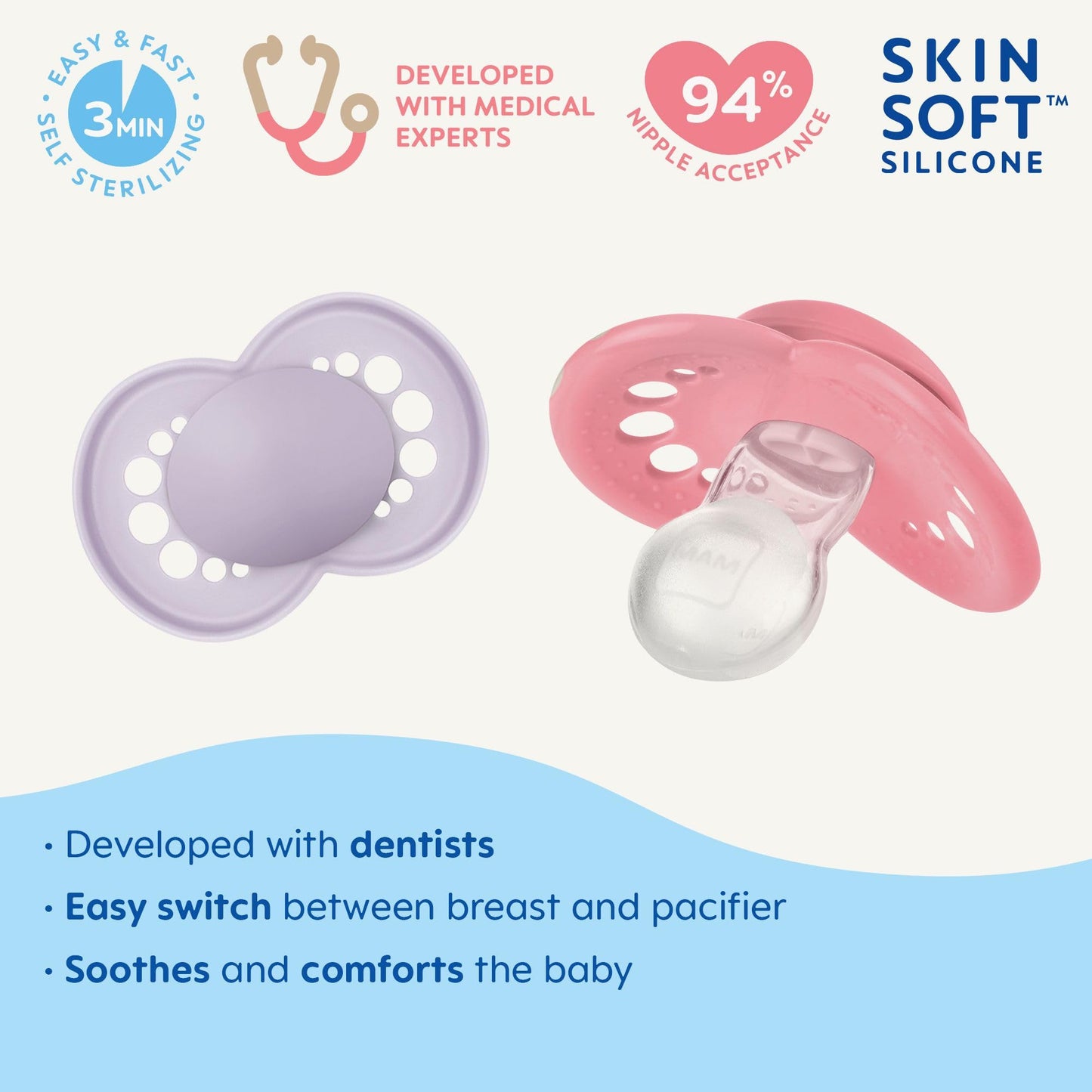 Pacifier, 16+ Months, Matte Collection, Girl 4-Count
