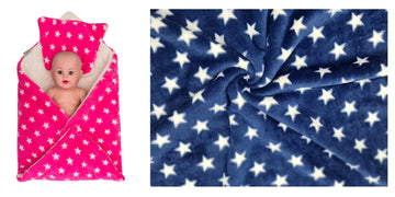 CTMKIDS Baby Wrap with Cushion Cap for Kids 74x84 cm  Pink & Baby Blankets New Born Pack of Star Wrapper Bedsheet  Navy