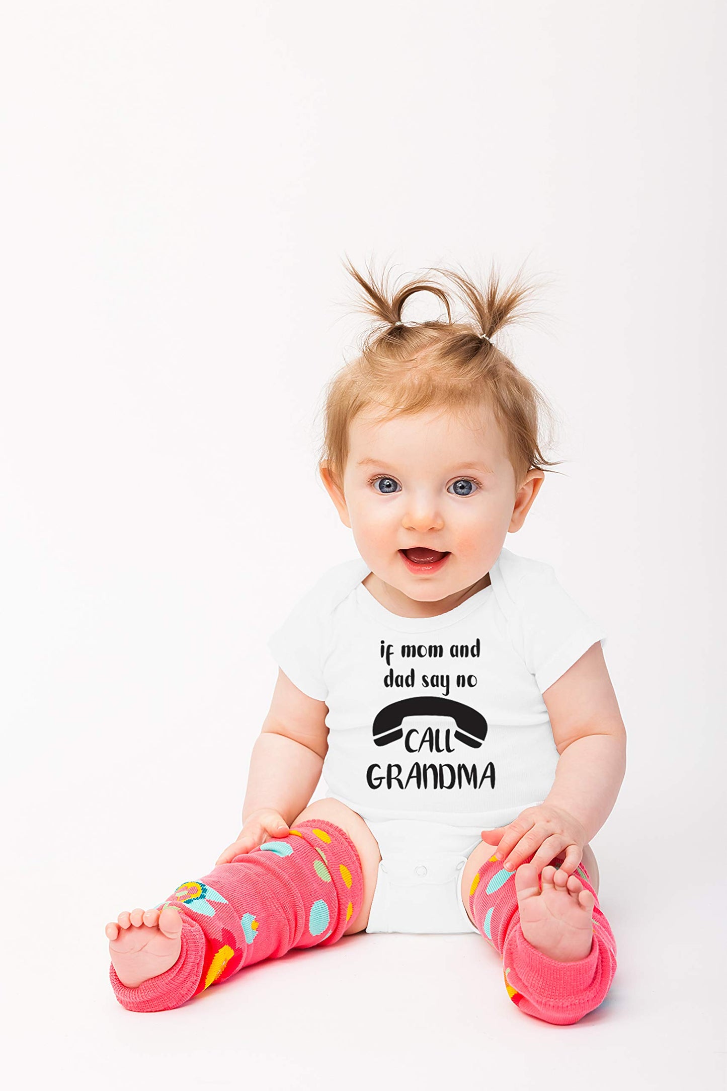 If Mom And Dad Say No Call Grandma - Funny Baby Essentials Bodysuit - Cute Newborn Boy Clothes (6 Months, White)