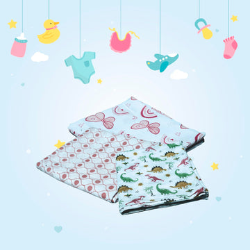 New Born Soft Cotton Baby Muslin Swaddle & Blanket  3 piece in a Pack