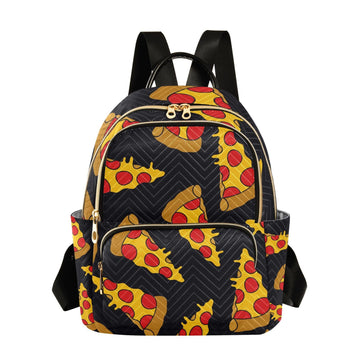 Yasala Women Fashion Backpack Pizza Black Sturdy Daily Bag Compact Regular Bag Diaper Bag