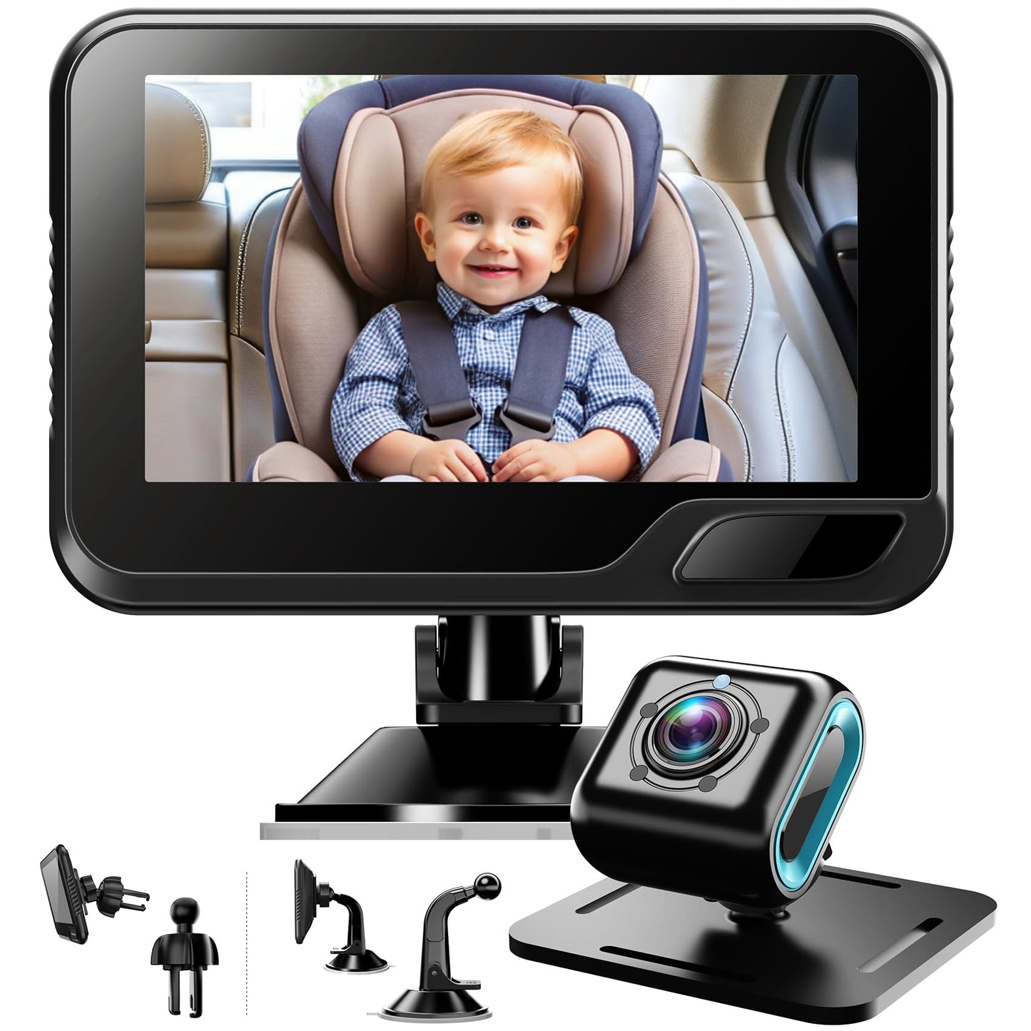 Baby Car Camera 4.3 HD Night Vision Baby Car Mirror- 1080P Rear Facing Baby Monitor with 120 Wide Angle, Safe Driving for New Pa