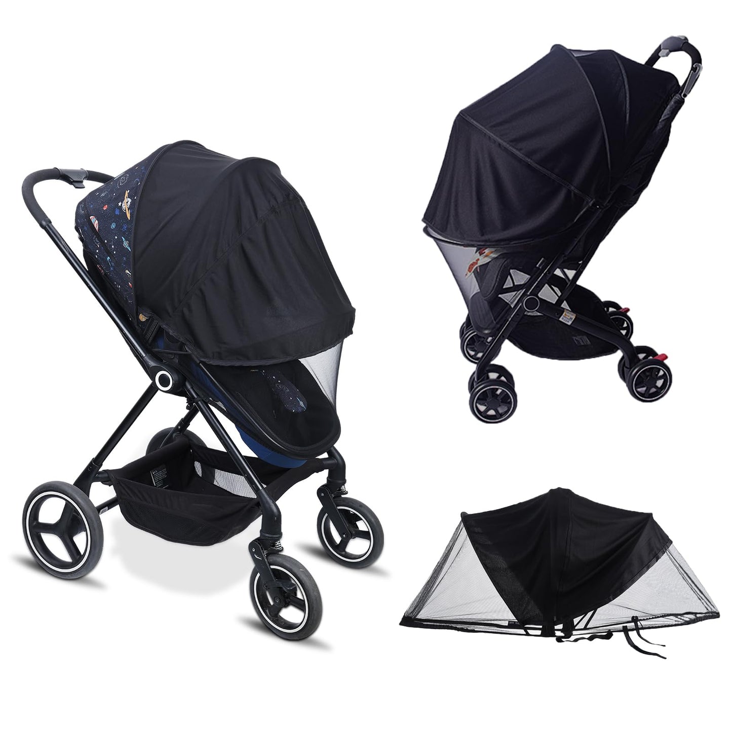 JOFOL BABE - Baby Mosquito Net for Stroller Sun Protection,2 in 1 Baby Stroller Mosquito Net,Adjustable Stroller Mosquito Net Su