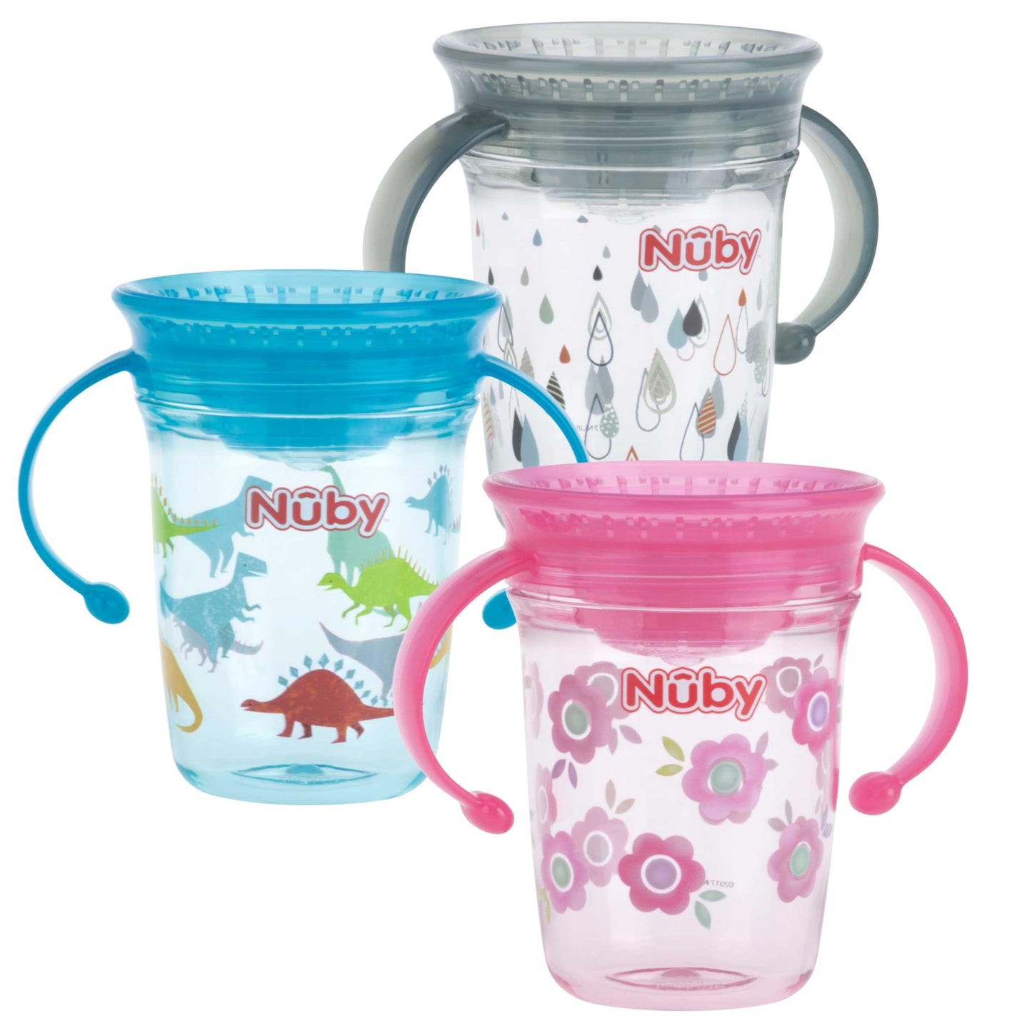 Nuby Tritan No Spill 2 Handle 360 Degree Printed Wonder Cup, Prints May Vary, 1pk