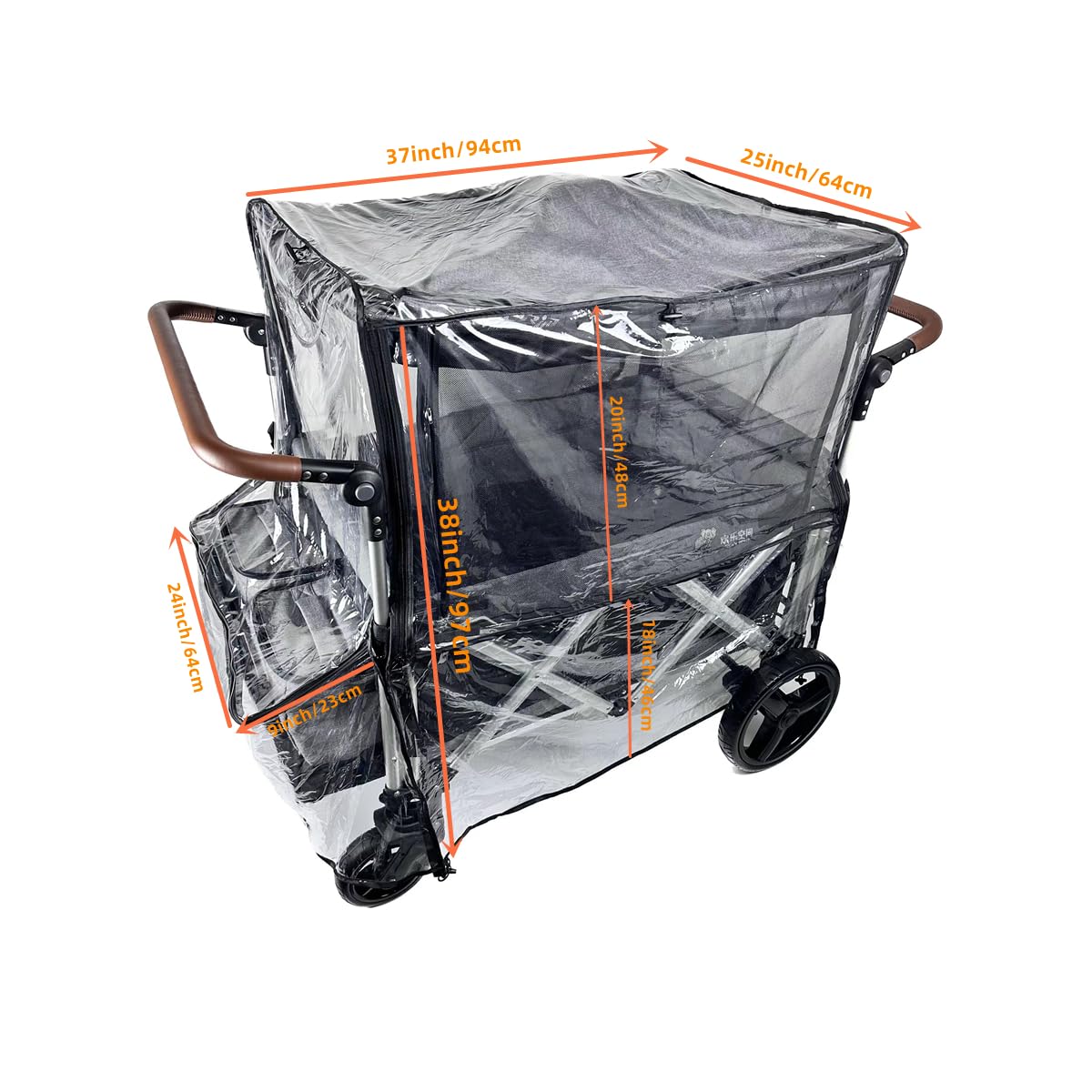 Big Size Rain Cover For Stroller, Mosquito Net For Trolley Cart, 2In1 Big Cover With Window For Picnic Camping Wagon Stroller Wa