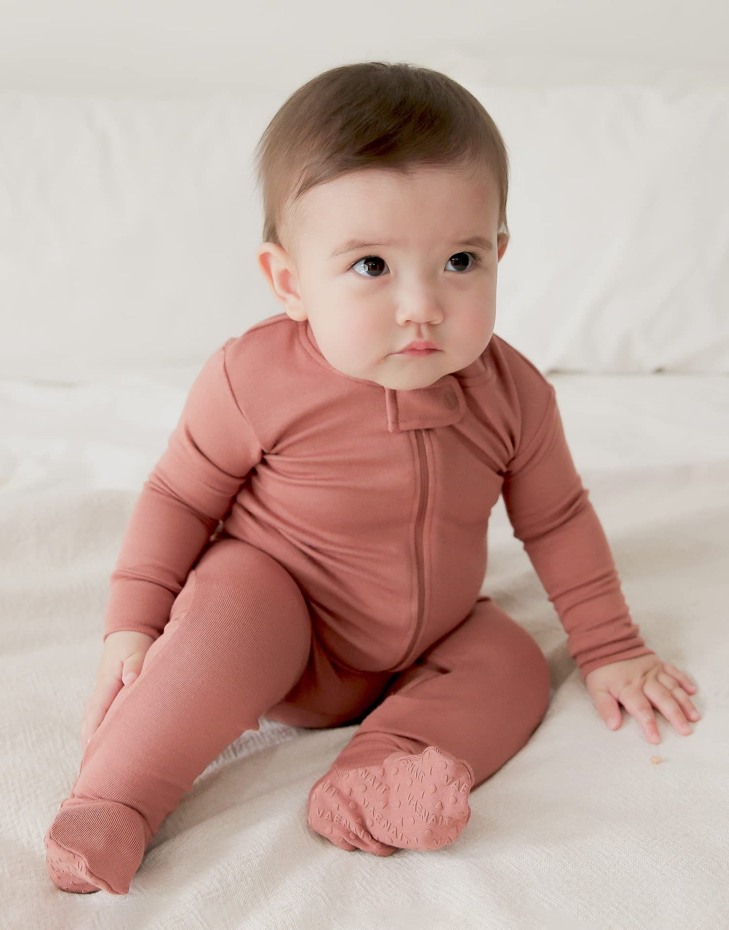 Vaenait Baby Toddler Boys Girls Solid Footie Pajama Cozy Modal Cocoa 0-3M