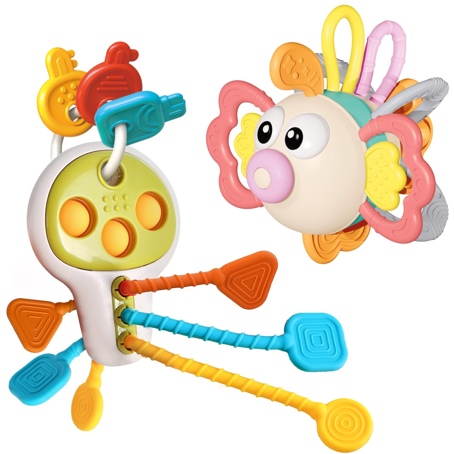 iPlay, iLearn Baby Toy 6-12 Month, Infant Fish Teething Sensory Toy, Toddler Busy Key Activity Fidget Toys, Montessori Learning