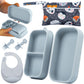 Travel Silicone Baby Feeding Set - Portable Toddler Feeding Supplies with Silicone Baby Spoon & Fork, Suction Plates for Toddler