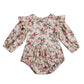 Infant Baby Girl Twins Long Sleeve Ruffles Romper Bodysuit Outfit Clothes (12-18 Months, Floral)