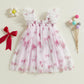 Toddler Baby Girl Dress Valentines Day Heart Bow Sleeveless Layered Tulle Tutu Dresses Princess Holiday Party Dress (D Pink Bow,