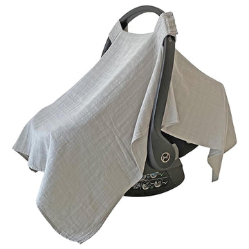 Mozah 100% Organic Muslin Car Seat Covers For Babies Baby Car Seat Covers For Girls (Belgian Grey)