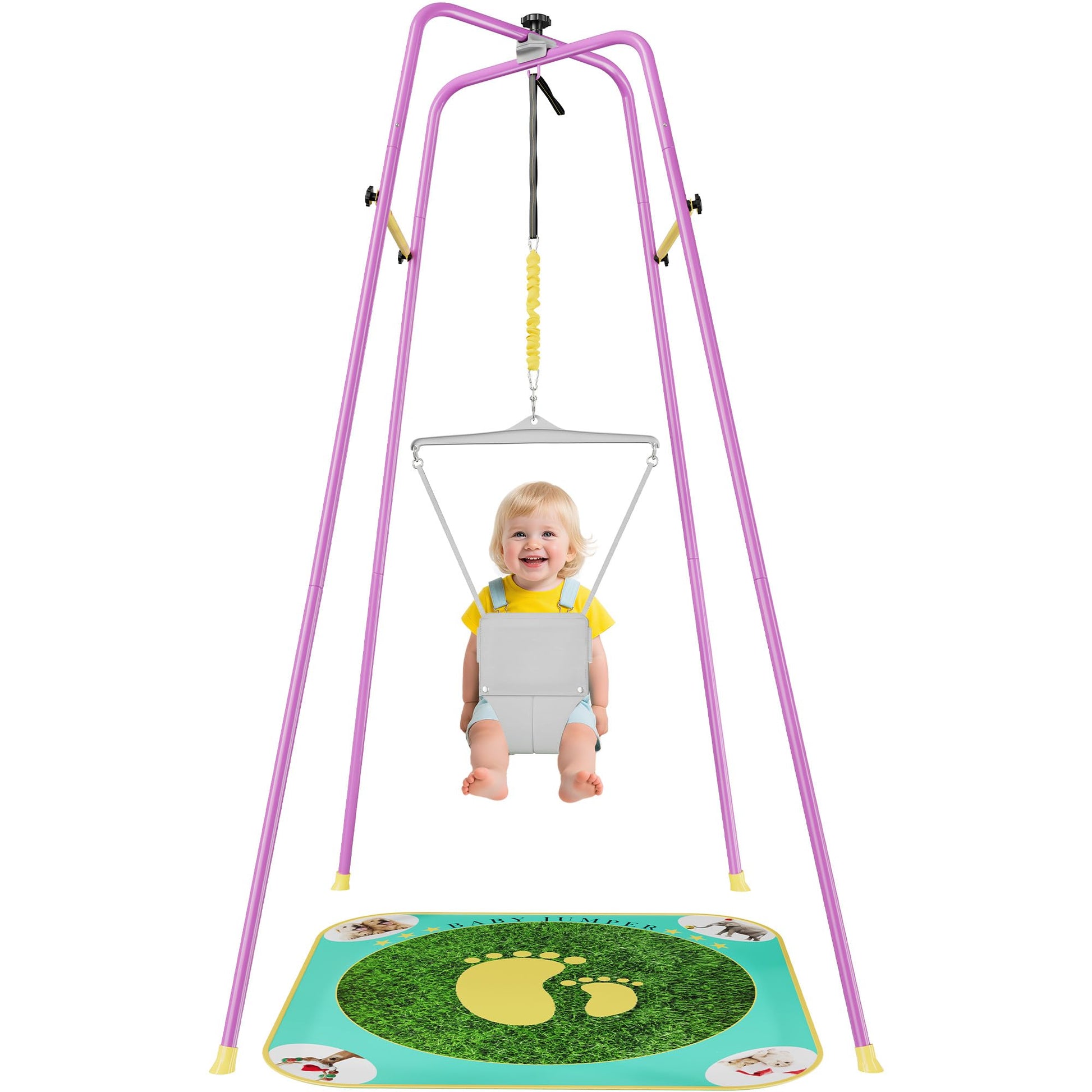 EL&ITWings Baby Jumper with Stand, Height-Adjustable Baby Jumpers and Bouncers, Baby Exerciser Suitable for 6-24 Months,Wise Gif