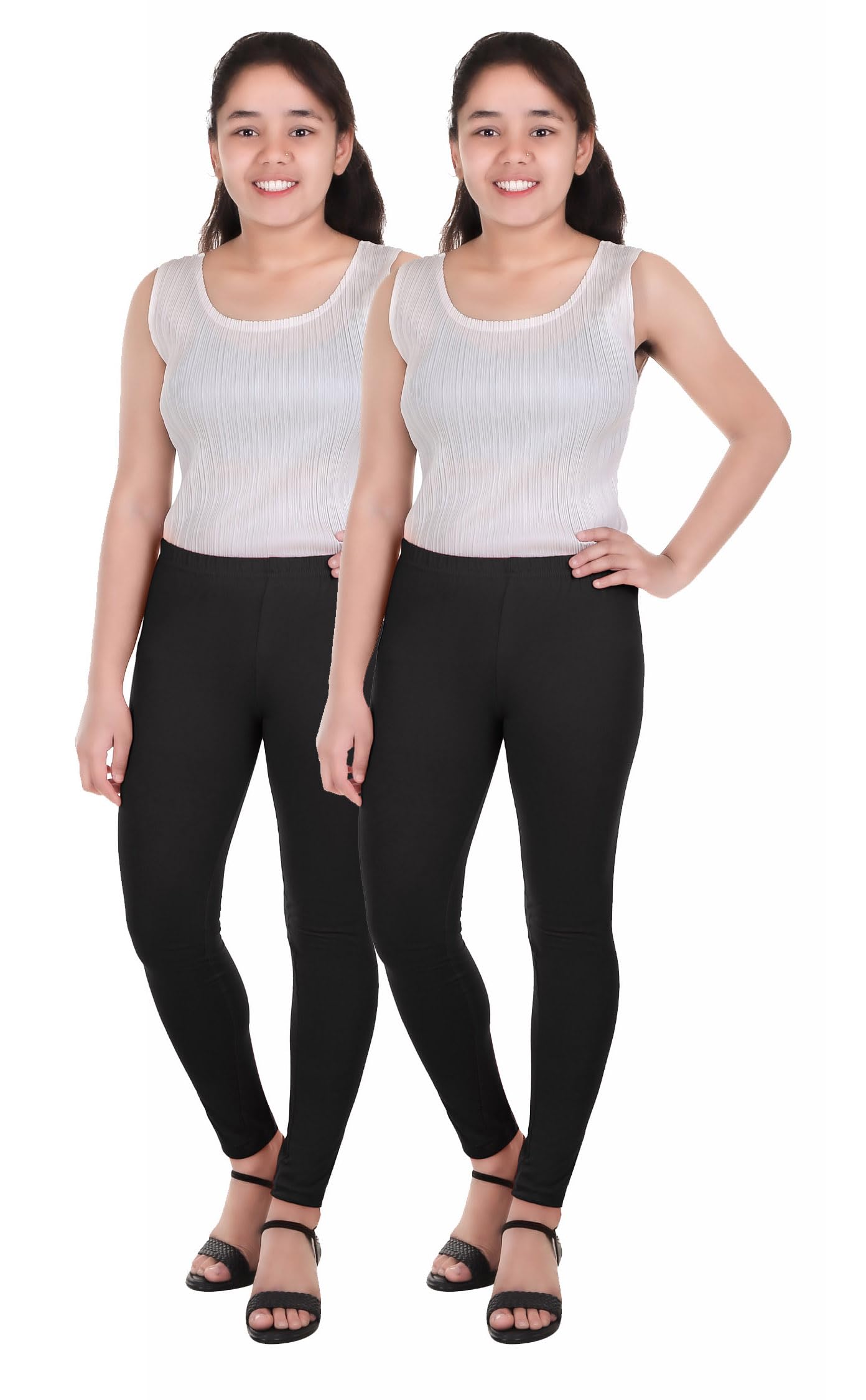 LOVO Comfy Black Leggings for Girls Soft Cotton Material, Perfect for Everyday Wear (12 Years  13 Years, 2)