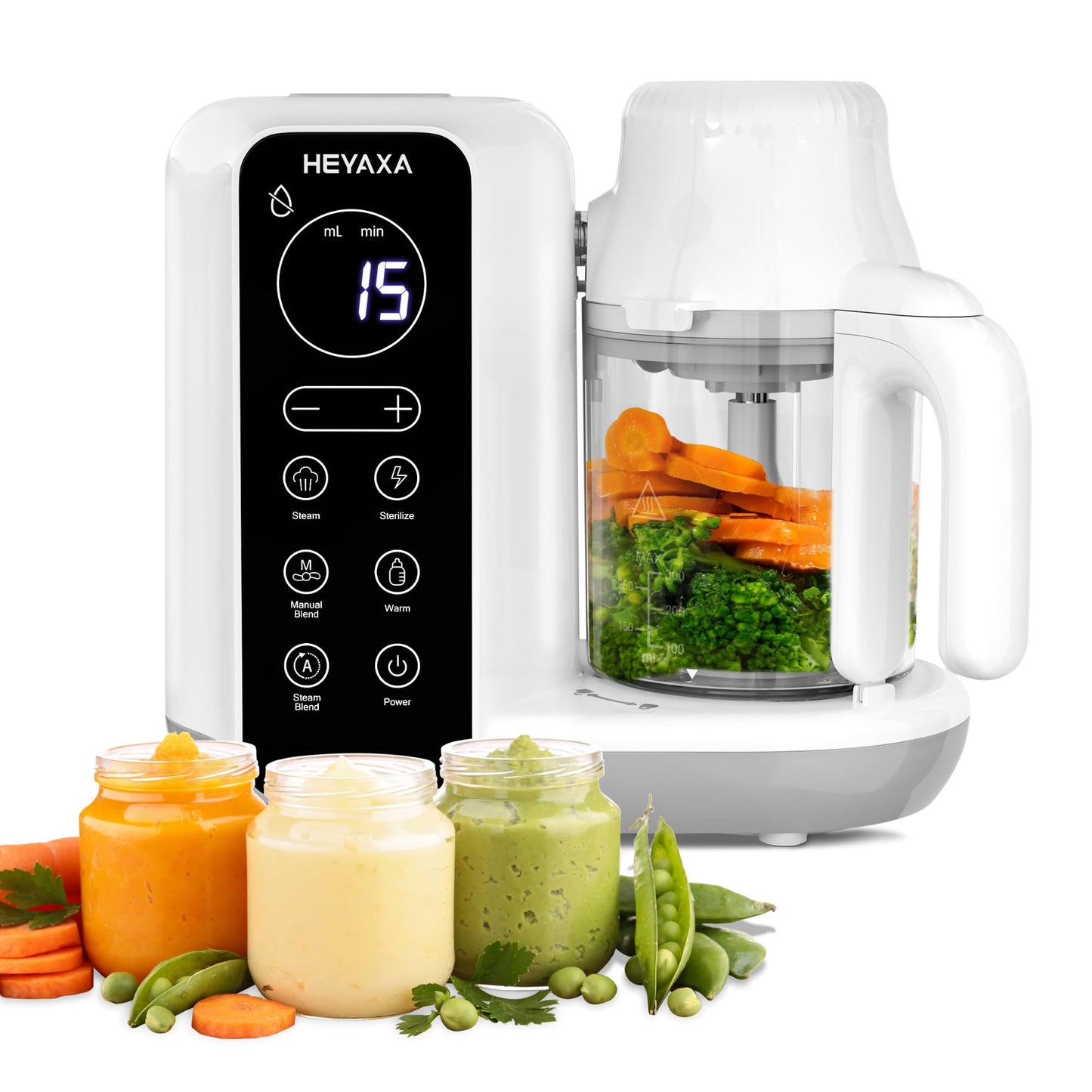 Heyaxa Baby Food Maker, Baby Food Processor With Automatic Cooking & Grinding, Food Steamer Puree Blender With Self-Cleaning Fun