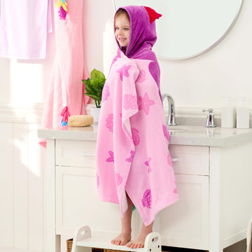 Joiedomi Mermaid Hooded Towel For Kids - Soft 100% Cotton Bath Beach Towel - 30' X 50' For Kids 3-10 Years - Toddler Pool Towe