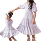 Mommy and Me Dresses Casual Floral Family Outfits Summer Short Sleeve Matching Midi Beach Maxi Dress (Baby Girl, 12-18 Months, P