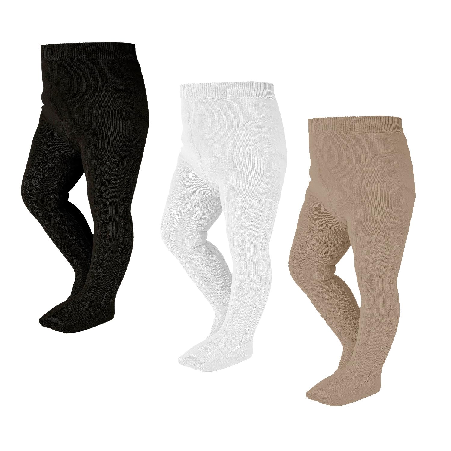 EPEIUS Toddler Tights Baby Girls Seamless Cable Knit Leggings Solid Cotton Stockings Footed Pants Dress Tights Clothes for 12-24