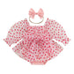 Amnnchya Baby Girl Valentines Day Outfit Heart Tulle Puff Sleeve Valentines Day Romper Dress Newborn Valentines Dresses (Pink, 0