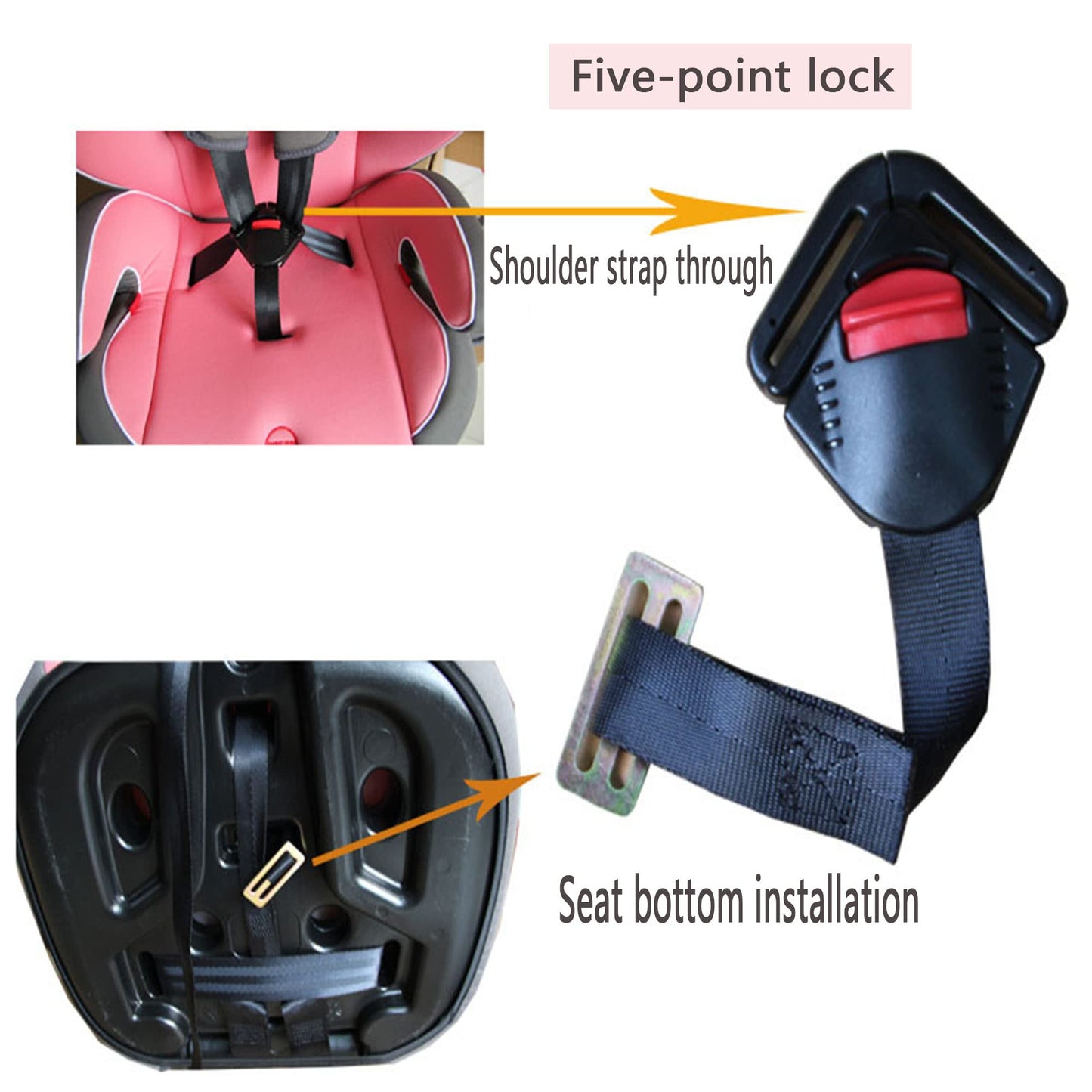 Child Safety Seat Accessories Buckle Five-Point Safety Buckle Hasp Lock Buckle Adjustable Strap For Stroller High Chair Pram Bug
