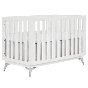 SweetPea Baby Dream On Me Ultra Modern 4-in-1 Convertible Crib in White, Greenguard Gold Certified, 3 Mattress Height Settings, 