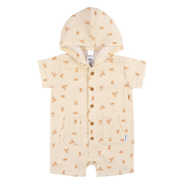 Gerber Baby Boys Hooded Cotton Romper, Desert, 0-3 Months