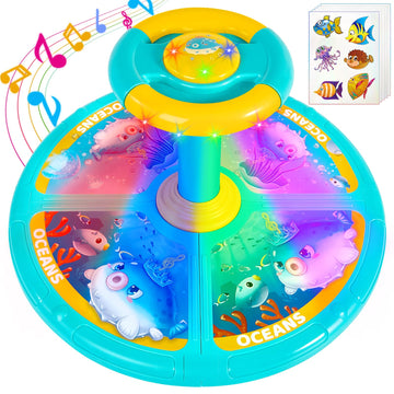 GODELAIF Sit and Spin, Christmas Birthday Gift Toddlers Sit and Spin Toy for 3 4 Years Old Girl Boy, 360 Ocean Interactive Senso